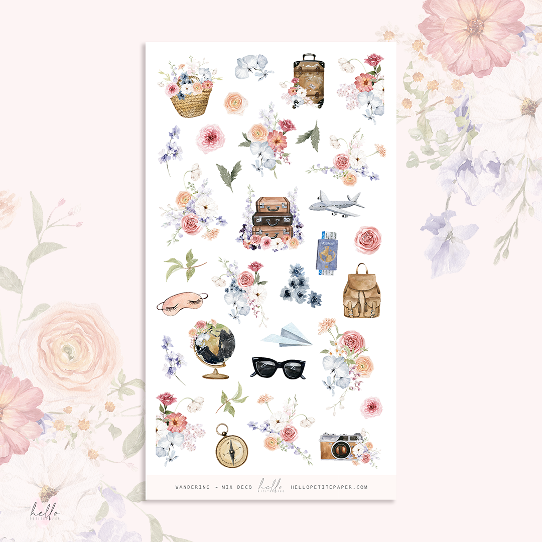 Wandering - MIX deco, planner stickers