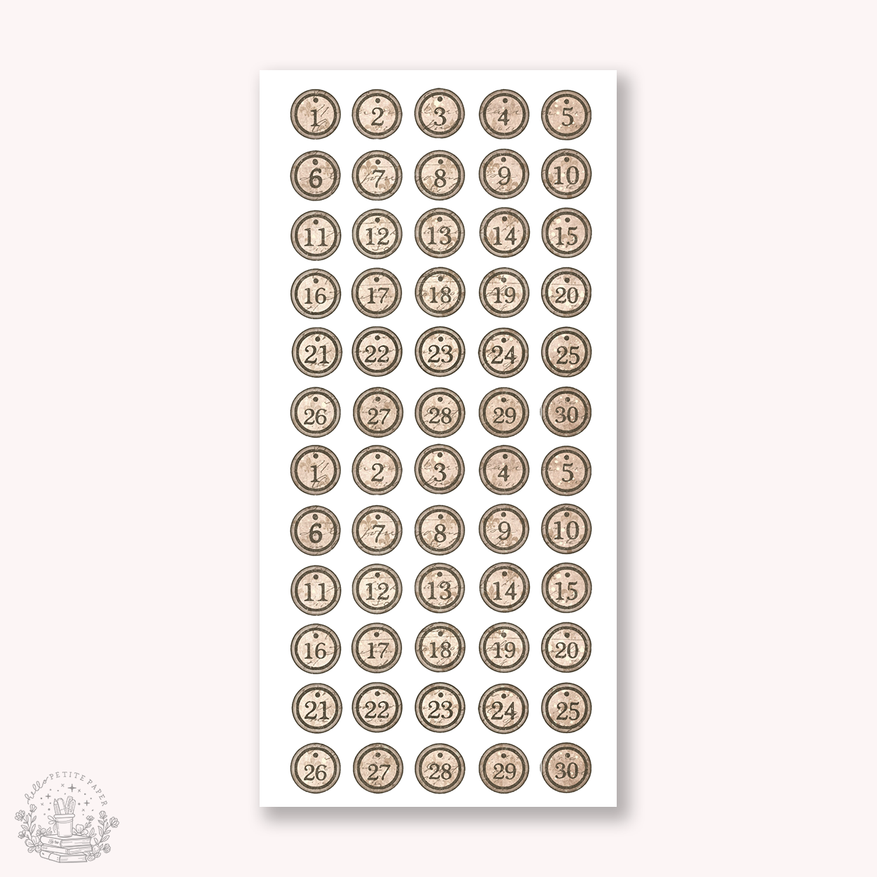 Journaling Essentials - Vintage monthly dates stickers (J26-A138)