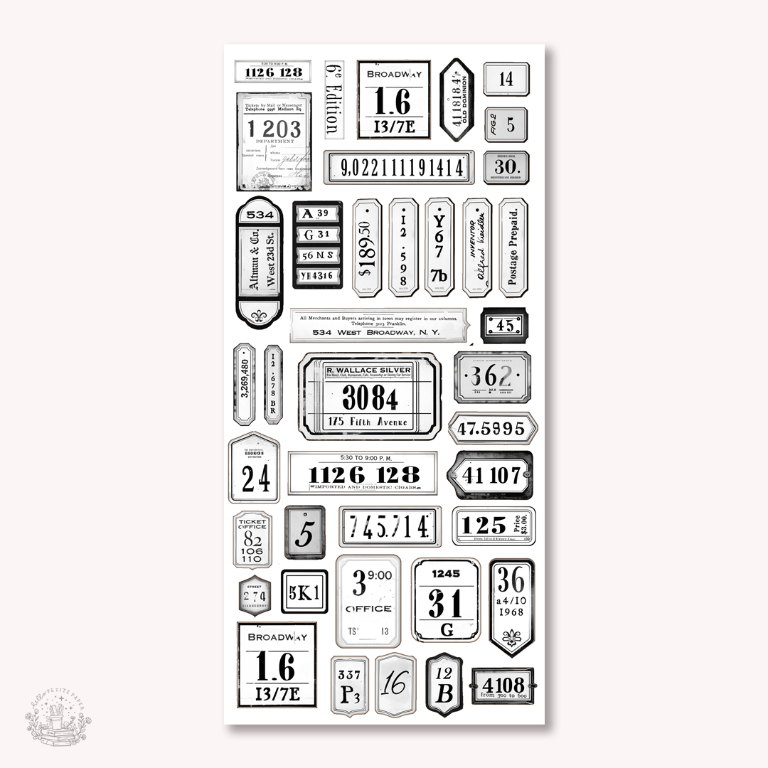 Essentials - Vintage labels black stickers (EJ52)