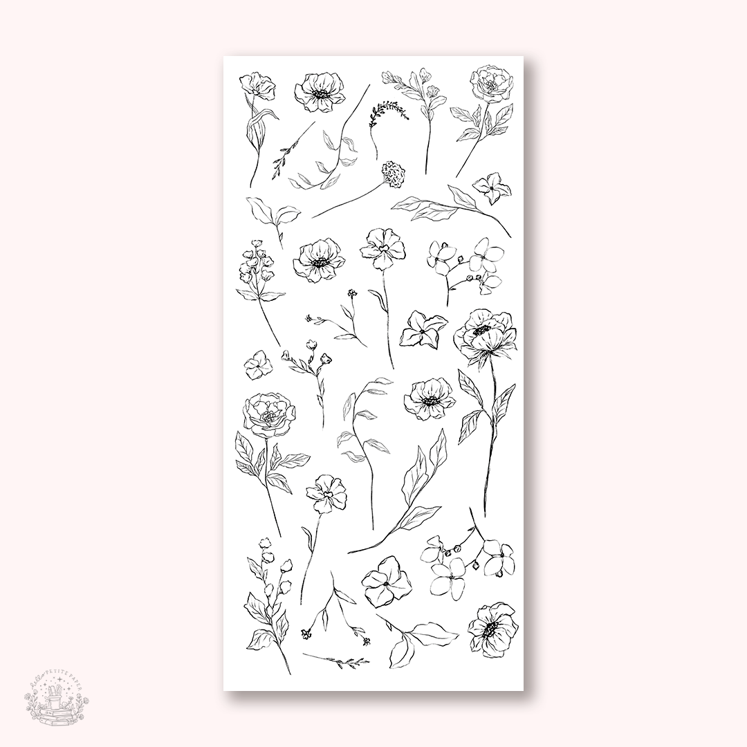 Essentials - Line art flowers stickers (EJ74)
