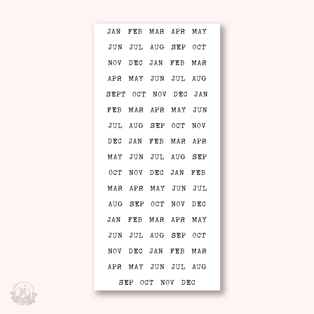 Essentials - Small typewriter condensed monthly stickers (EJ79)