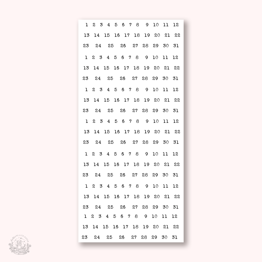 Essentials - Small typewriter monthly date stickers (EJ84)
