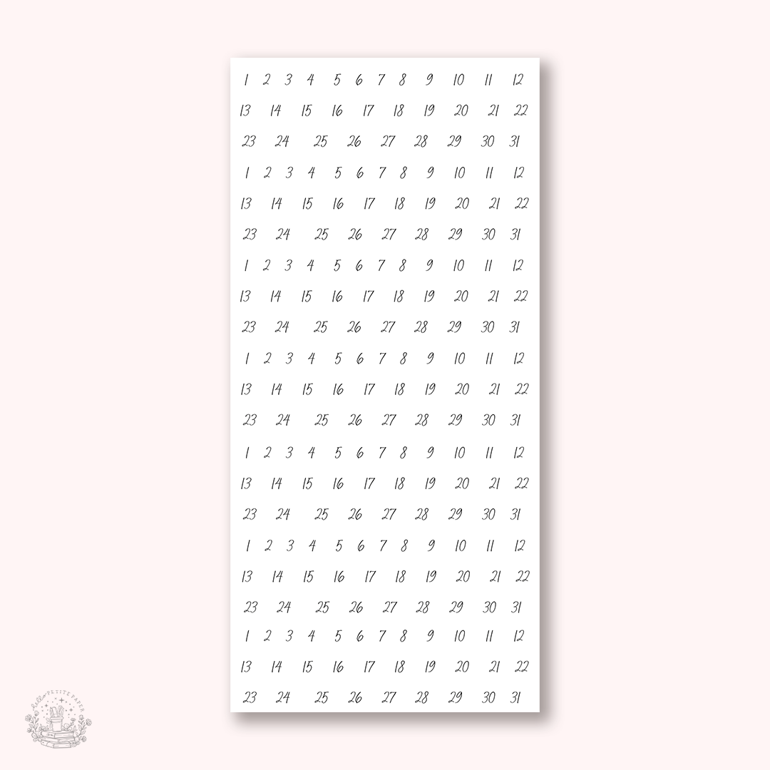 Essentials - Small script monthly date stickers (EJ85)