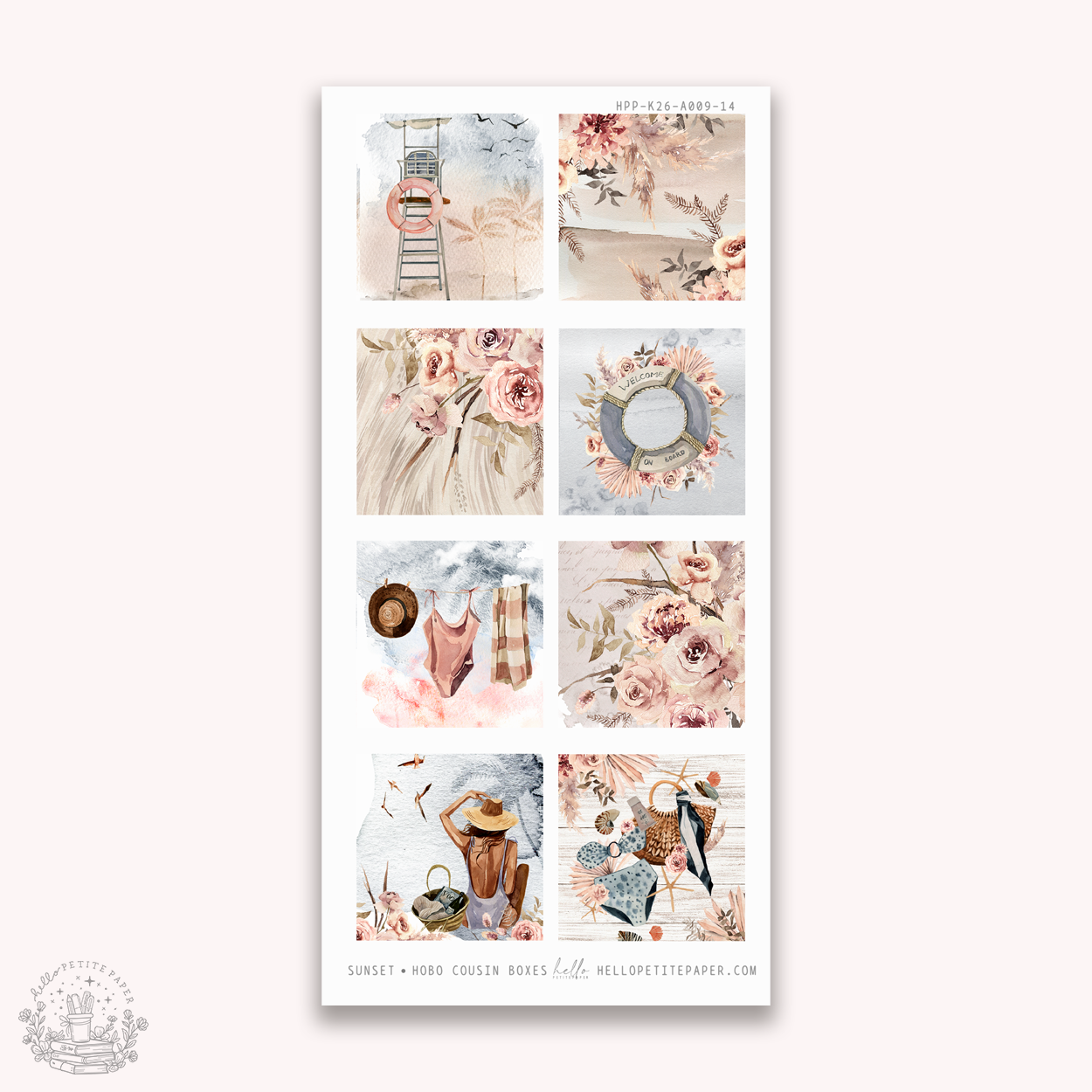 Sunset - Hobonichi cousin boxes stickers