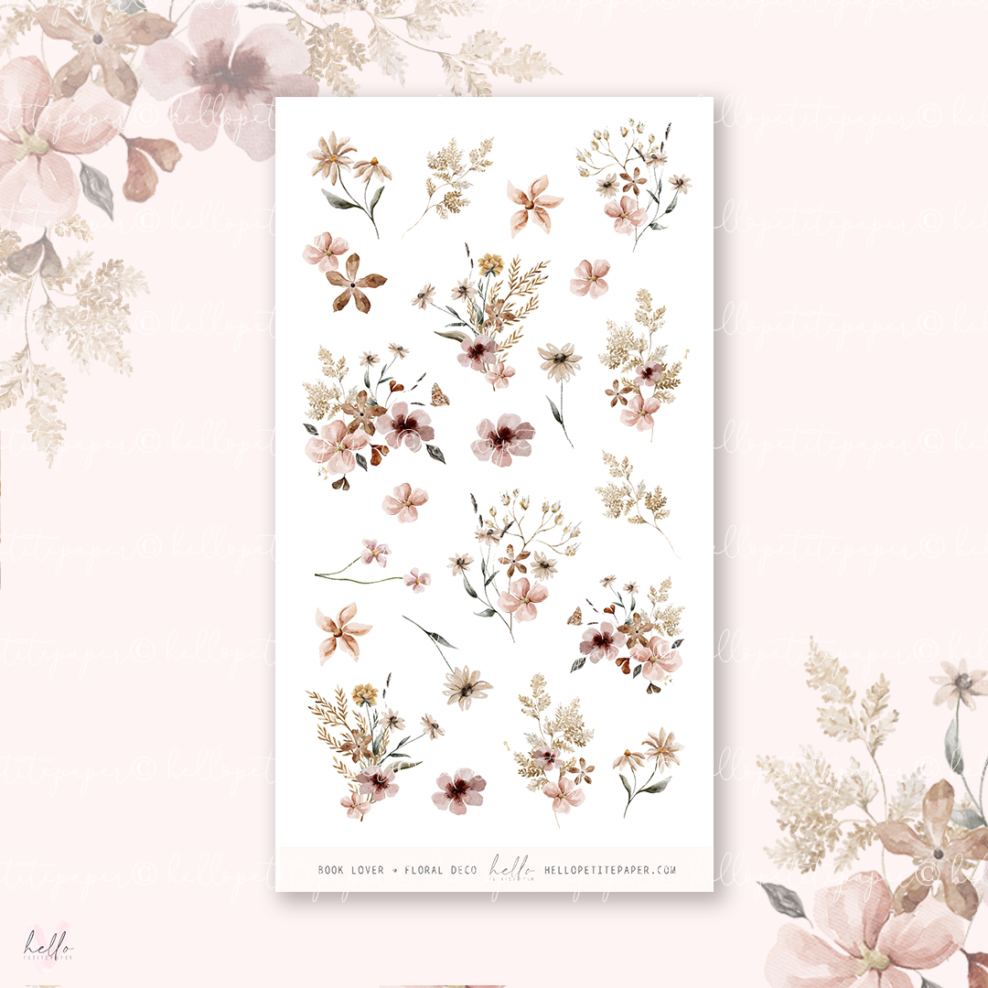 Book Lover - floral deco, planner stickers