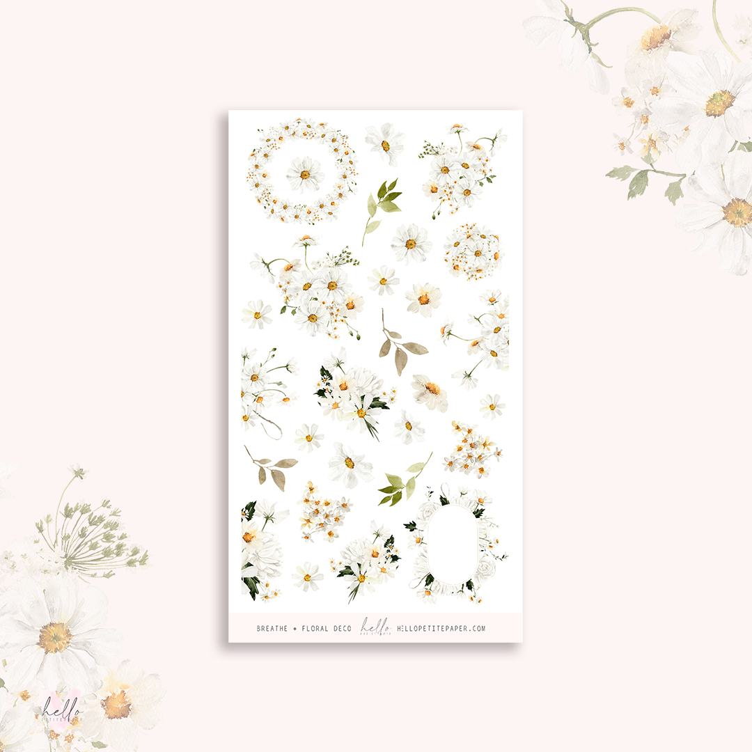 Breathe - floral deco, planner stickers