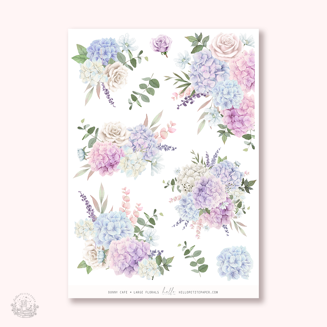 Bunny Cafe - Large Floral Deco Stickers