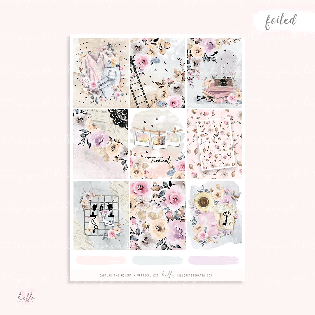 Capture the moment - FOILED KIT - premium matte paper sticker kit
