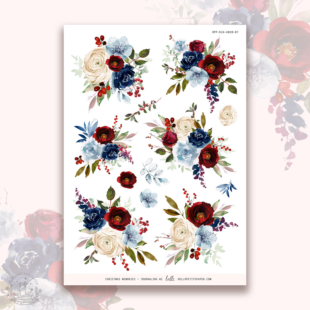 Christmas Memories - Large Floral Deco Stickers.