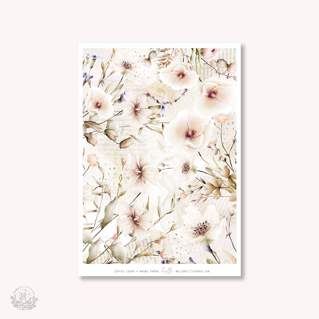 Washi paper -Coffee Lover | tearable washi sheet (1 sheet)