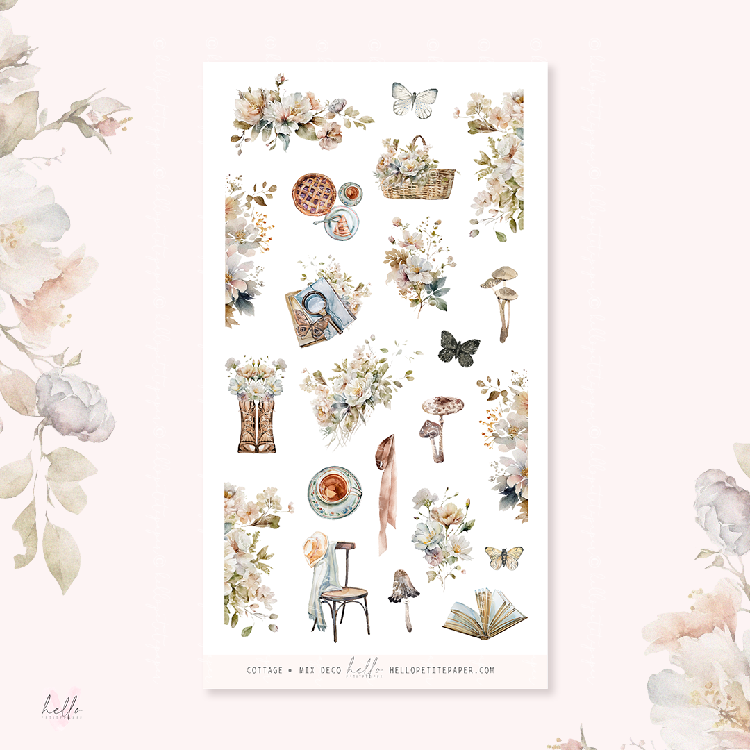 Cottage - MIX deco, planner stickers
