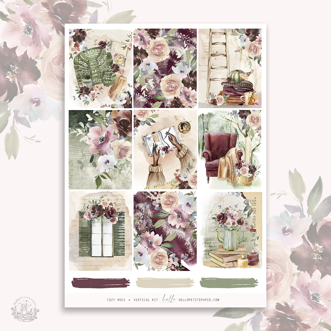 Cozy Hues - vertical planner sticker kit (4 sheets or a la carte)