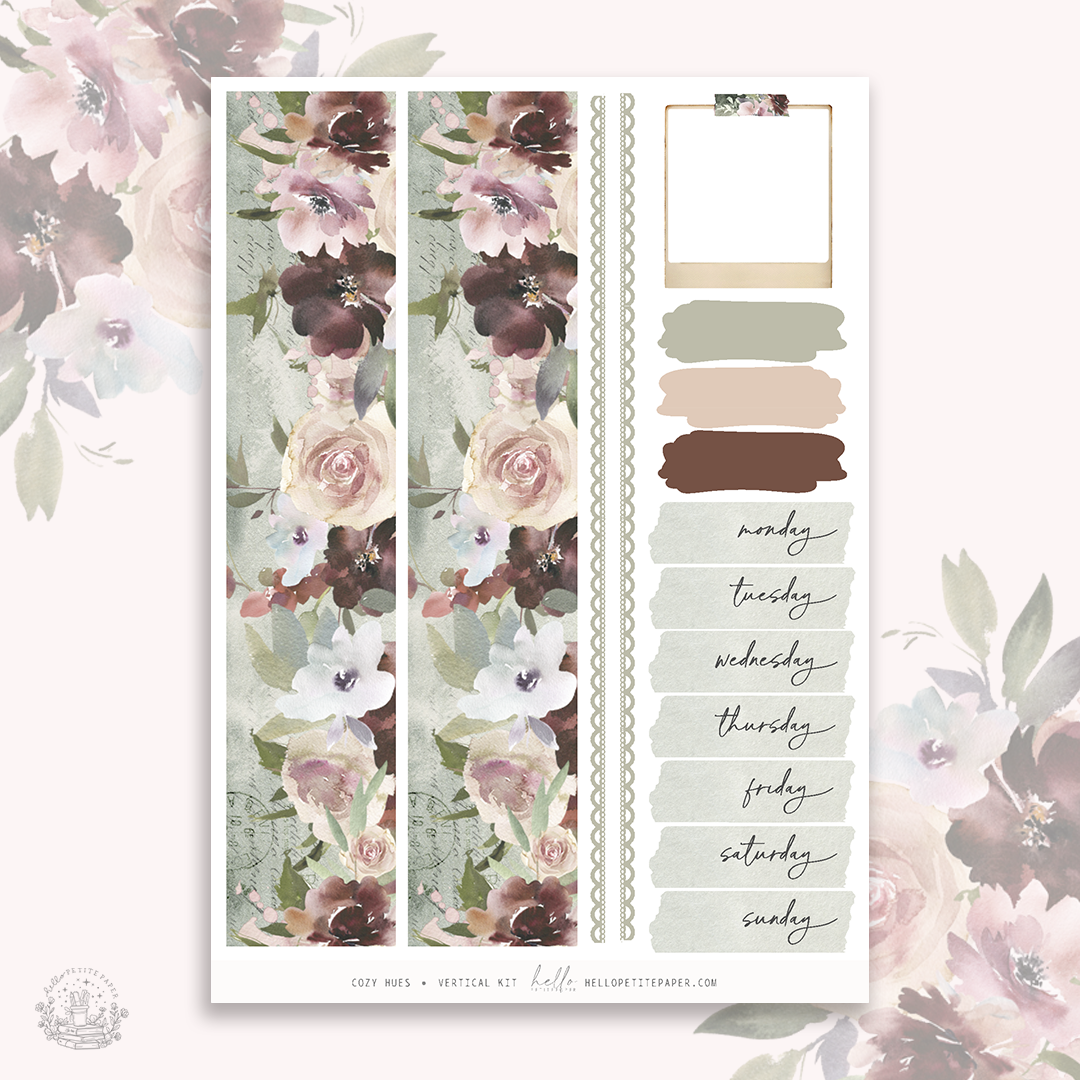 Cozy Hues - vertical planner sticker kit (4 sheets or a la carte)