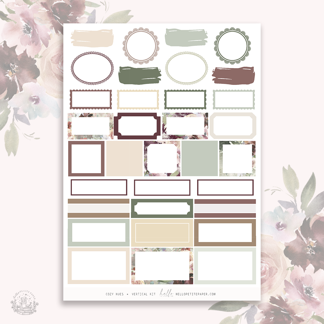 Cozy Hues - vertical planner sticker kit (4 sheets or a la carte)