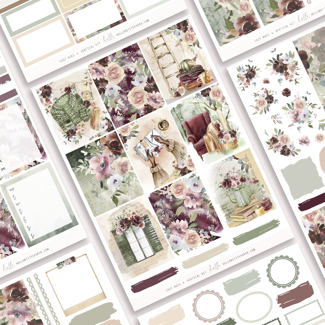 Cozy Hues - vertical planner sticker kit (4 sheets or a la carte)