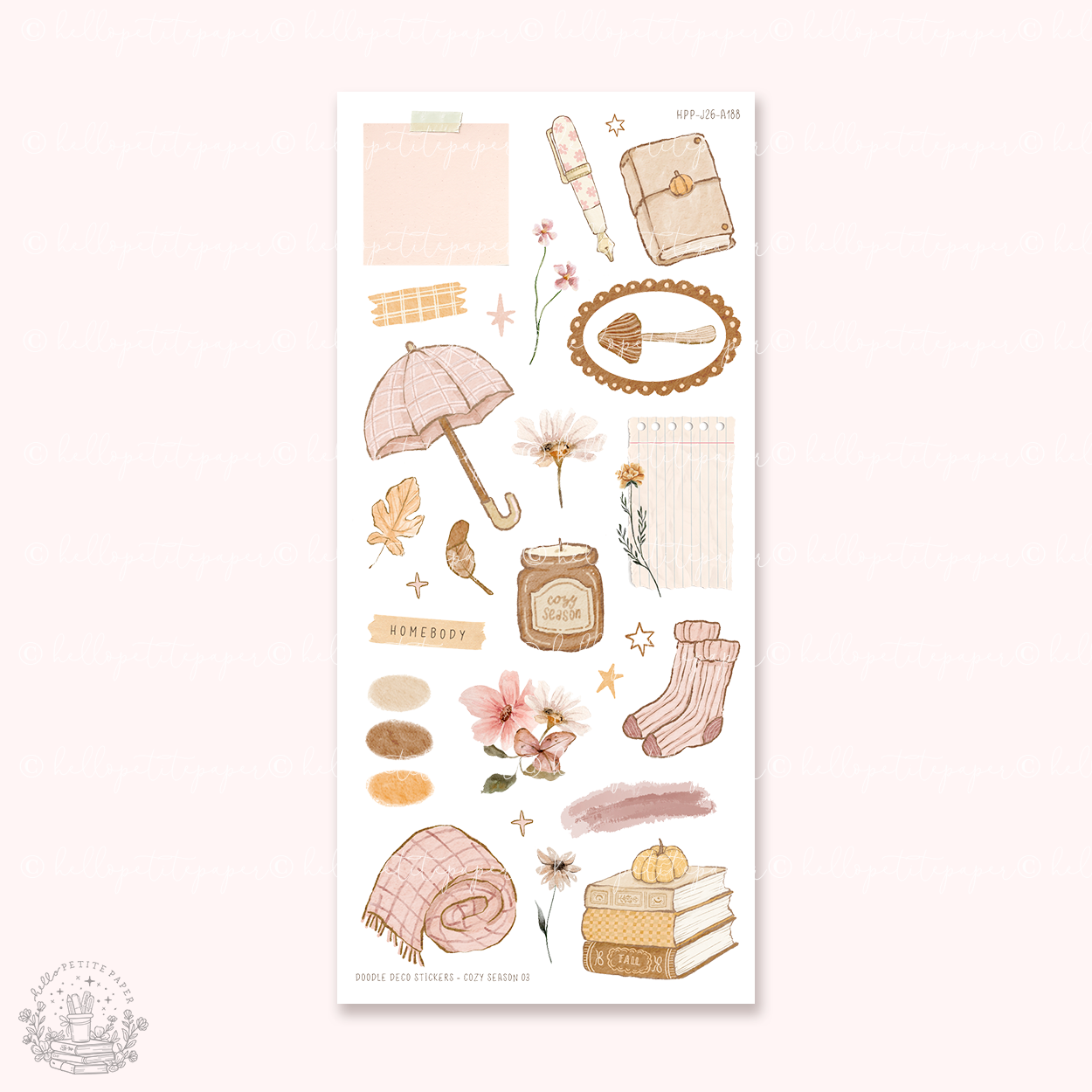 Doodle deco stickers - Cozy season journaling 03 (A188)