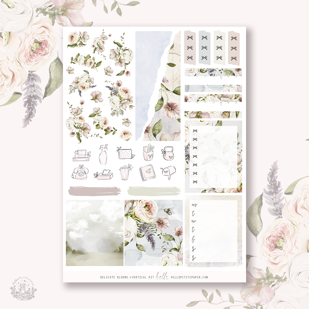 Delicate Blooms - planner sticker kit (4 sheets or a la carte)