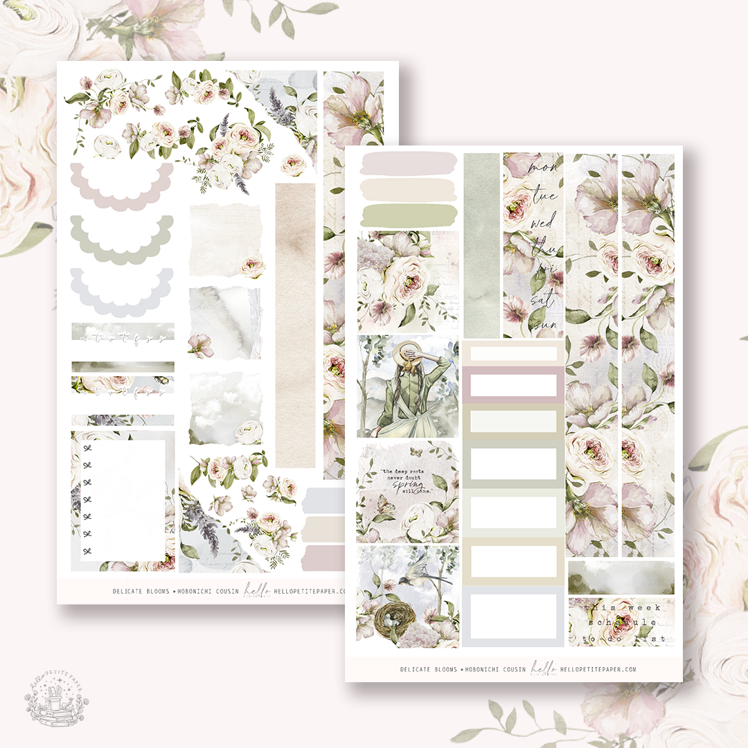 Delicate Blooms - Hobonichi Cousin Sticker Kit