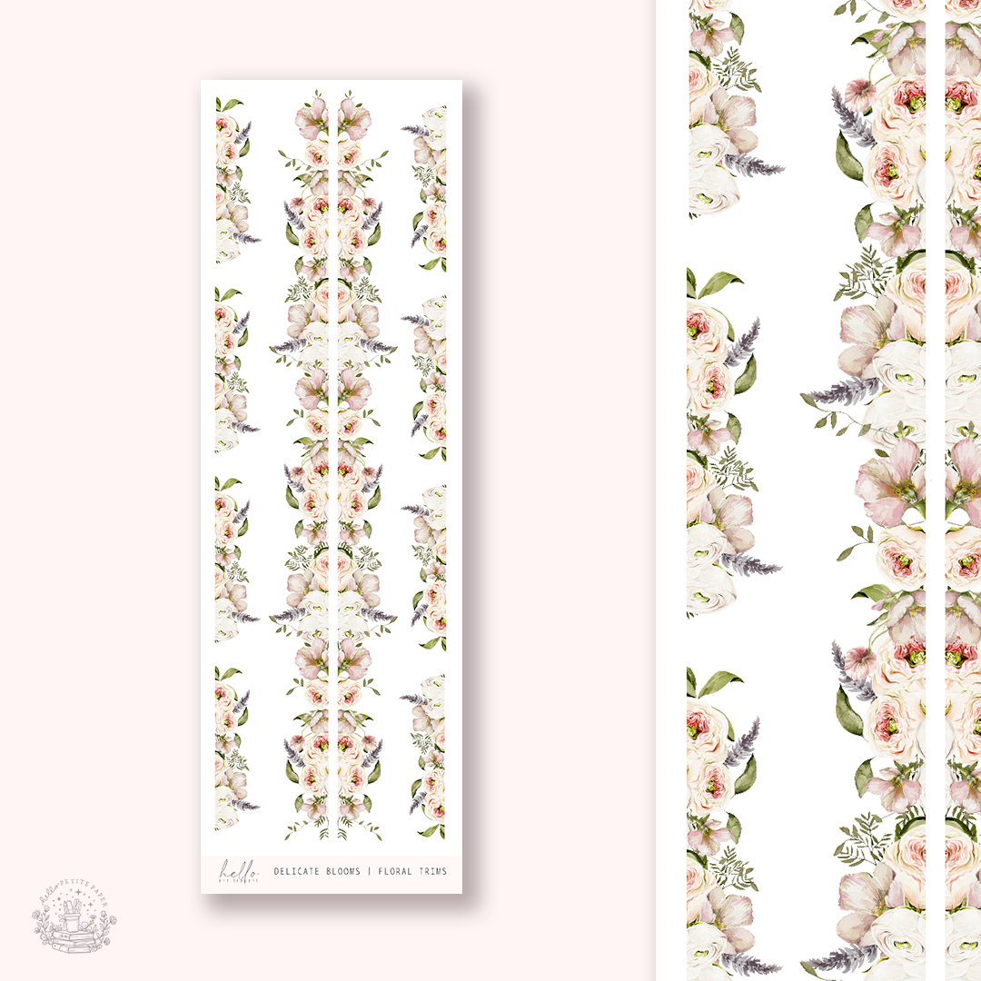 Delicate Blooms - floral trims | planner stickers