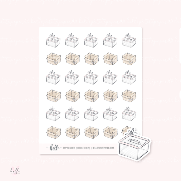 Doodle Icons (EMPTY BOXES) | hand-drawn planner stickers