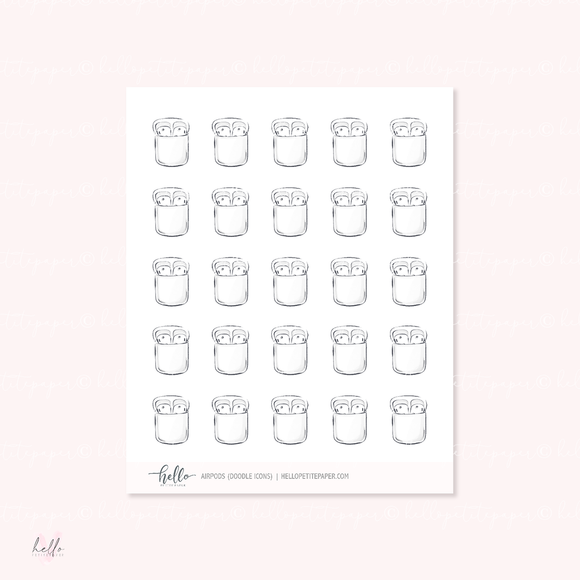 Doodle Icons (AIRPODS) | hand-drawn planner stickers