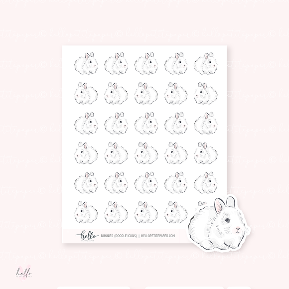 Doodle Icons (BUNNY) | hand-drawn planner stickers