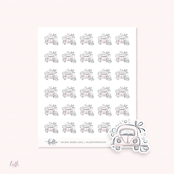 Doodle Icons (CAR WASH) | hand-drawn planner stickers