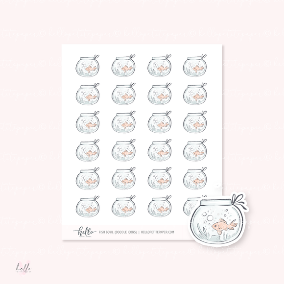 Doodle Icons (FISH BOWL) | hand-drawn planner stickers