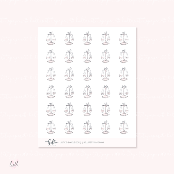 Doodle Icons (JUSTICE) | hand-drawn planner stickers