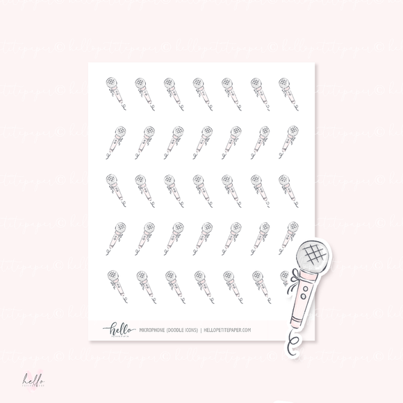 Doodle Icons (MICROPHONE) | hand-drawn planner stickers