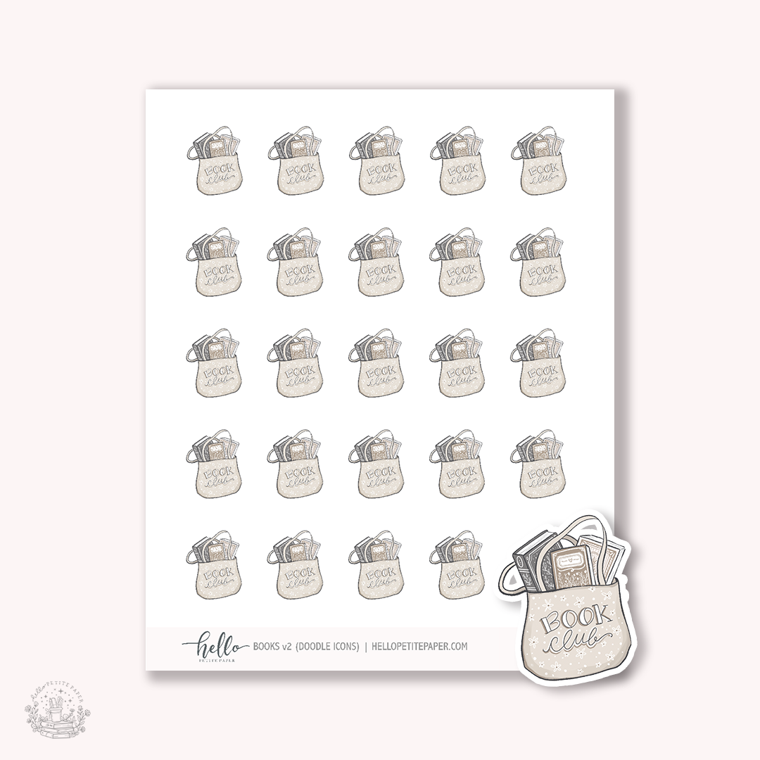 Doodle Icons (BOOK CLUB) | hand-drawn planner stickers