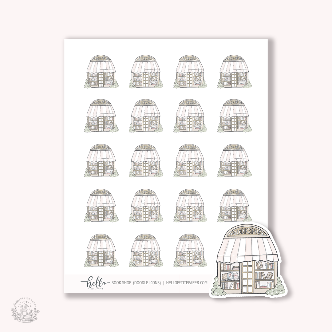 Doodle Icons (BOOK SHOP) | hand-drawn planner stickers