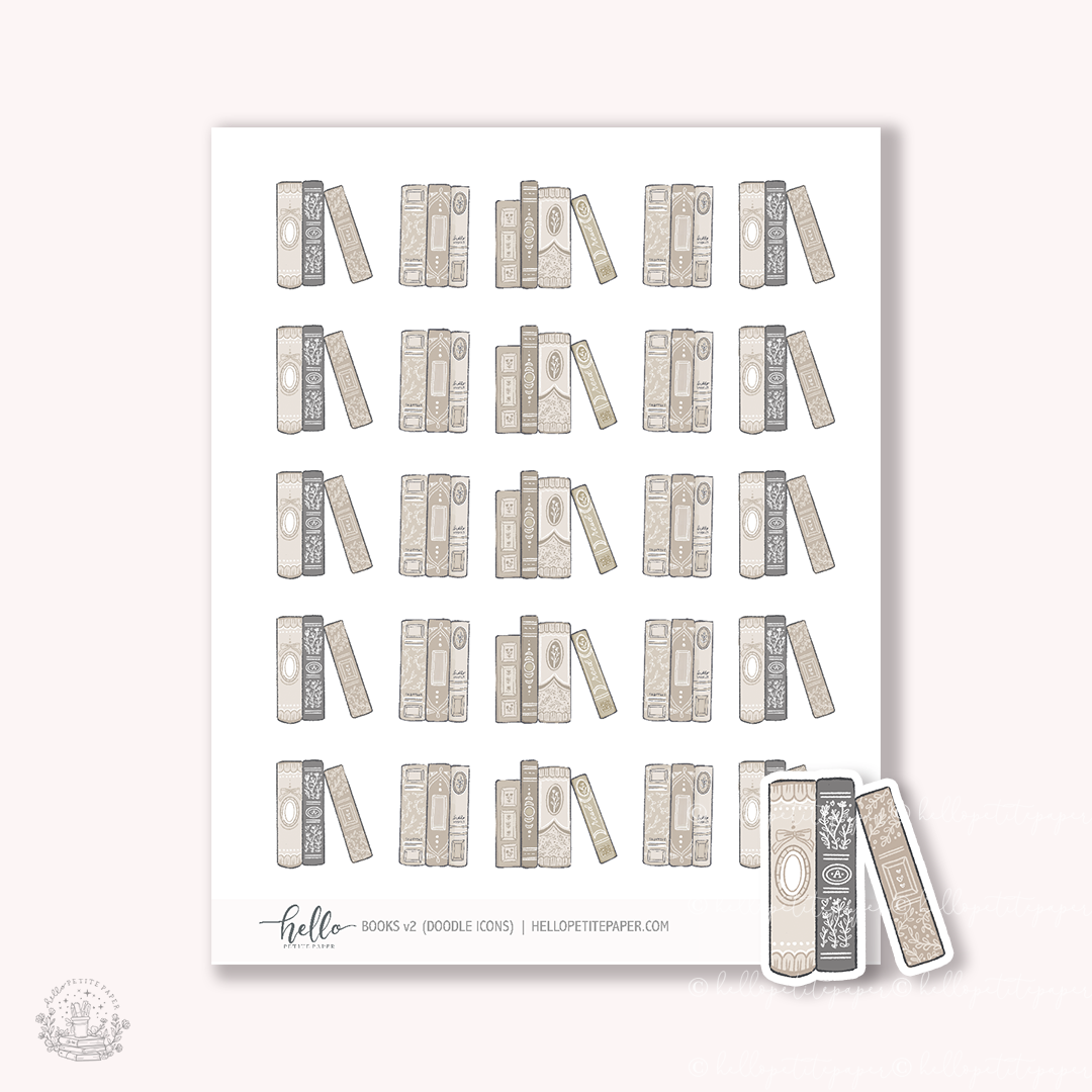 Doodle Icons (BOOKS V2) | hand-drawn planner stickers