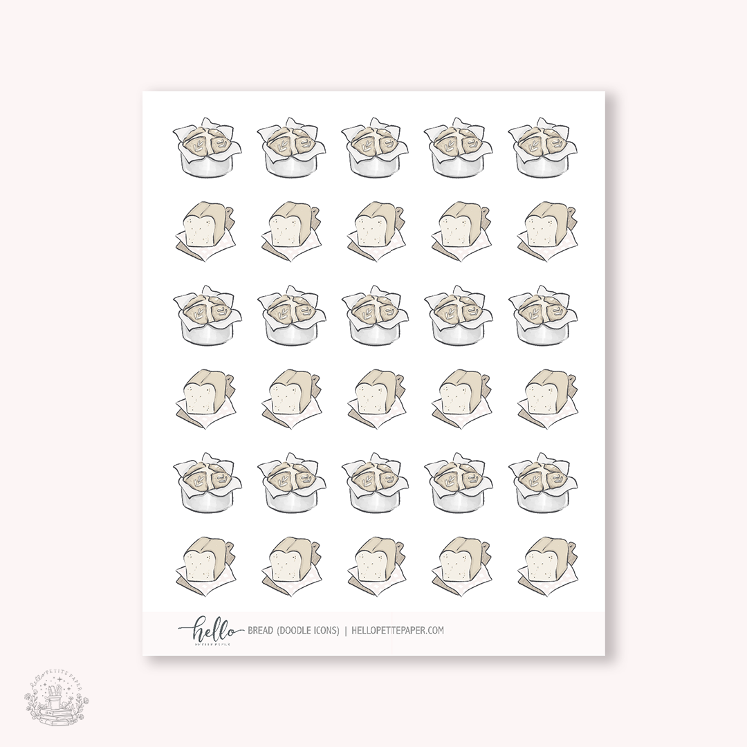 Doodle Icons (BREAD) | hand-drawn planner stickers