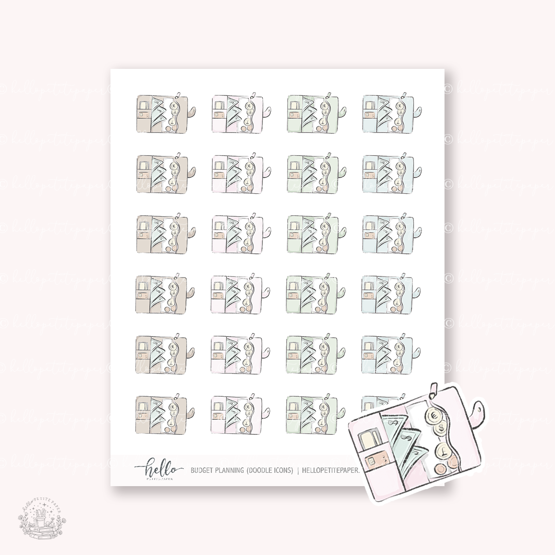 Doodle Icons (BUDGET PLANNING) | hand-drawn planner stickers