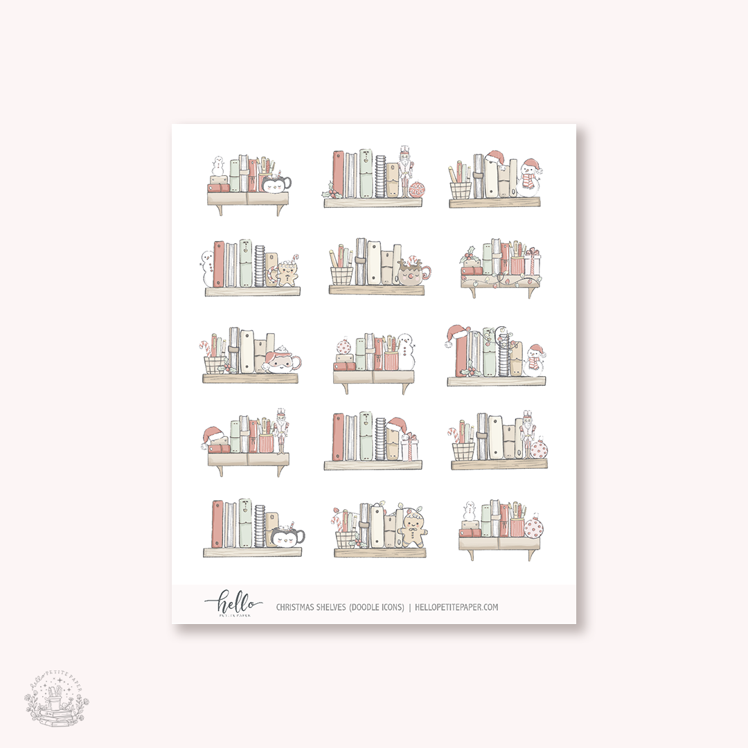Doodle Icons (CHRISTMAS SHELVES) | hand-drawn planner stickers