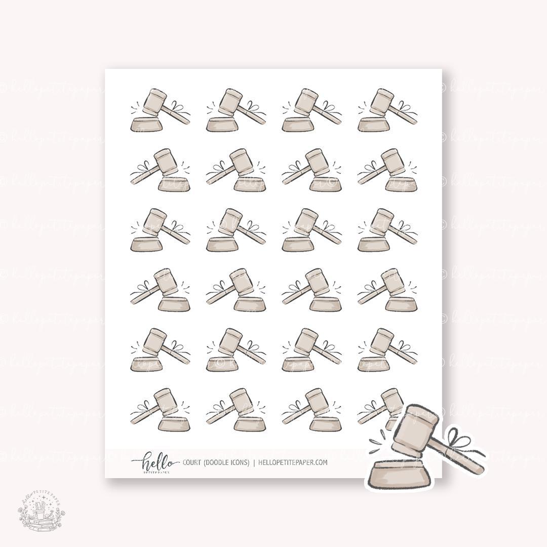 Doodle Icons (COURT) | hand-drawn planner stickers