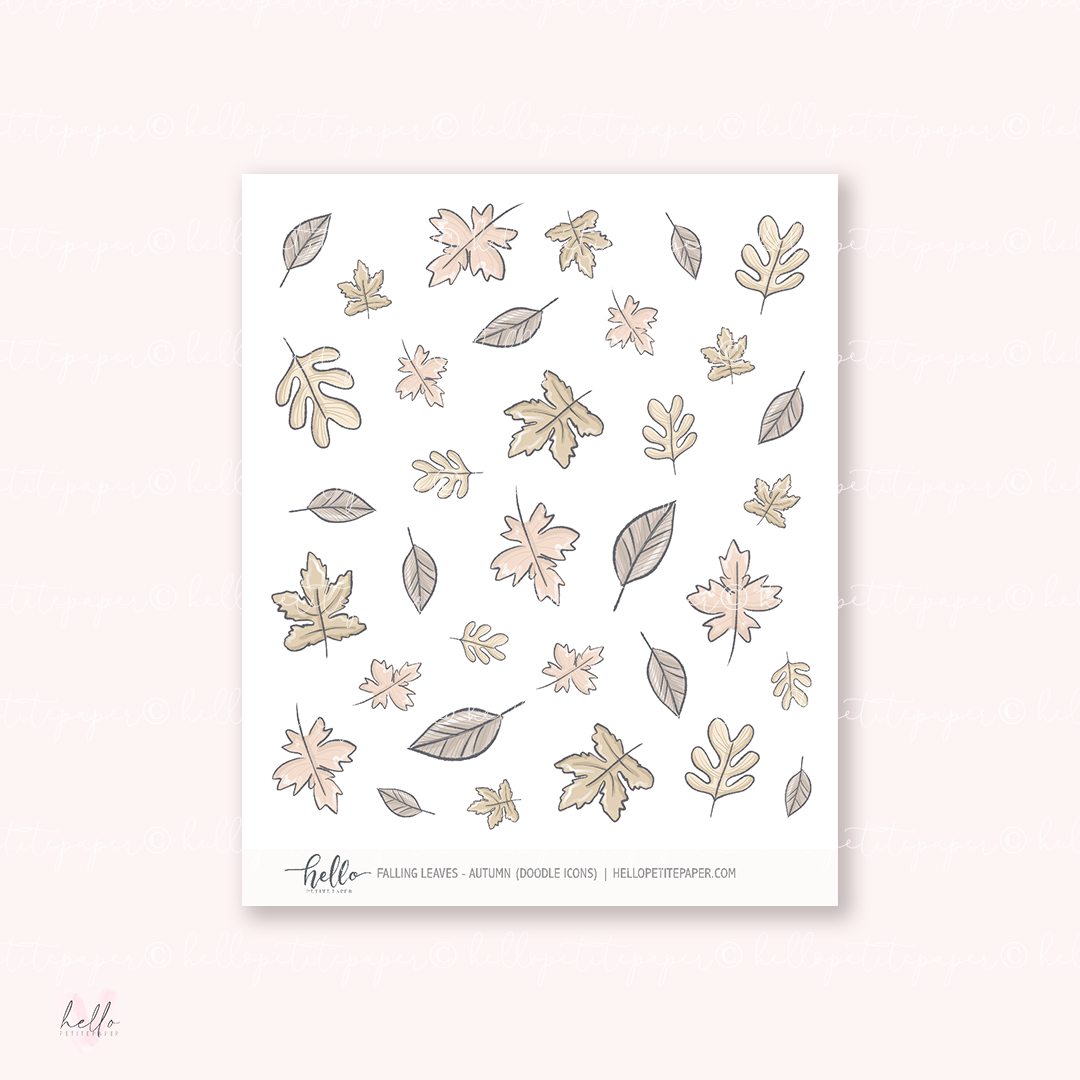 Doodle Icons (FALLING LEAVES) | hand-drawn planner stickers