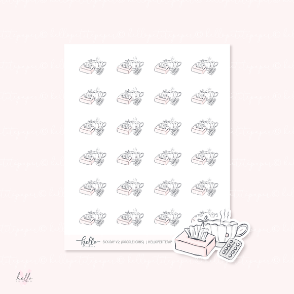 Doodle Icons (SICK DAY V.2) | hand-drawn planner stickers
