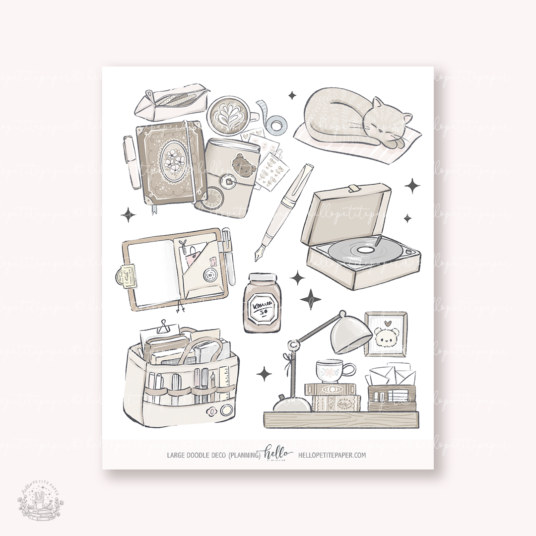 Large Doodle Deco (PLANNING) | hand-drawn planner stickers