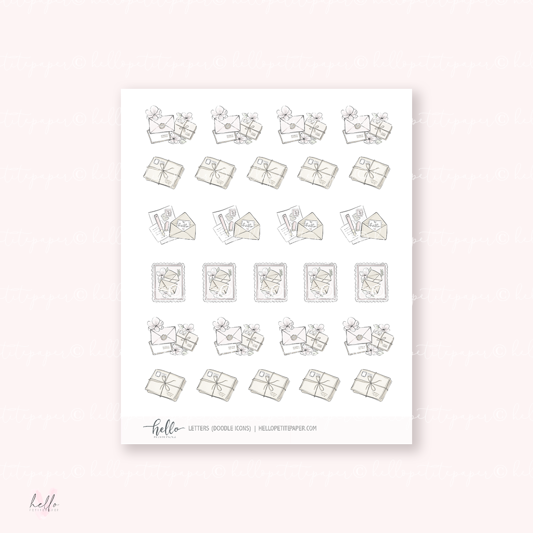 Doodle Icons (LETTERS) | hand-drawn planner stickers