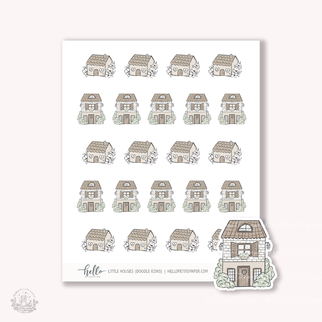 Doodle Icons (LITTLE HOUSES) | hand-drawn planner stickers