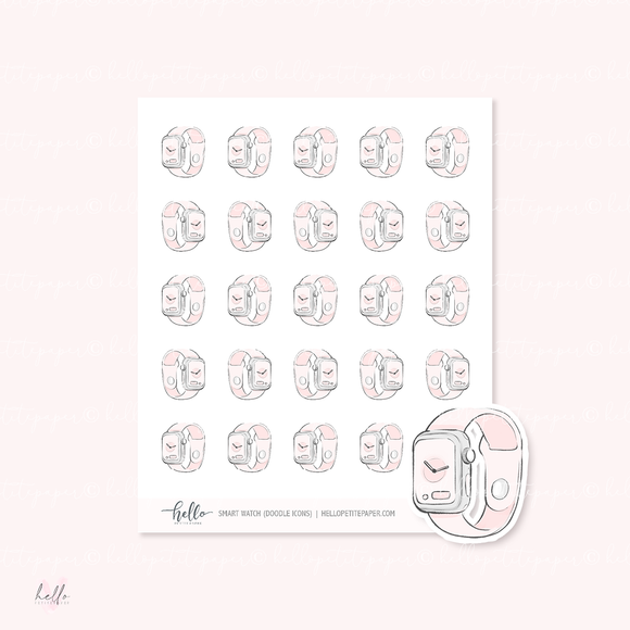Doodle Icons (SMART WATCH) | hand-drawn planner stickers