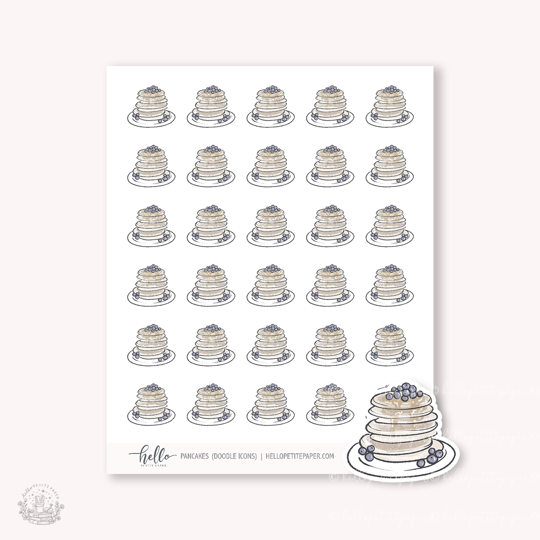 Doodle Icons (PANCAKES) | hand-drawn planner stickers