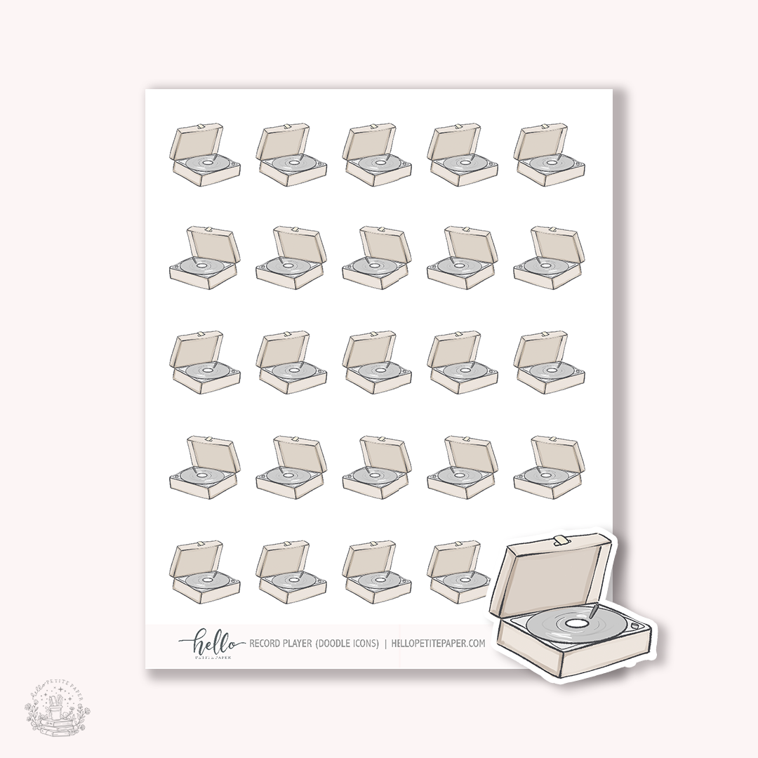 Doodle Icons (RECORD PLAYER) | hand-drawn planner stickers