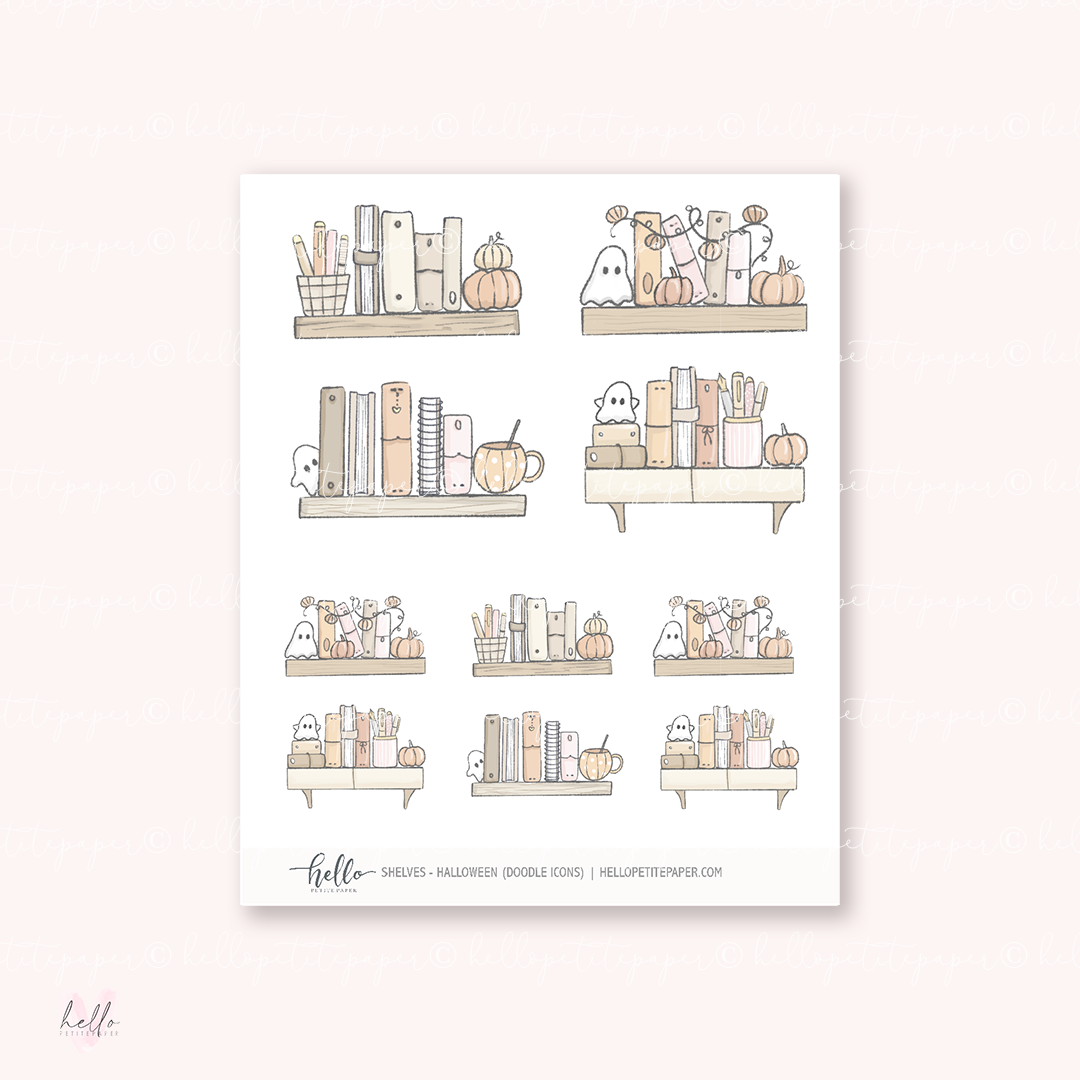 Doodle Icons (SHELVES - HALLOWEEN) | hand-drawn planner stickers