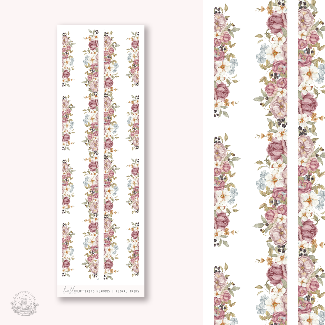 Fluttering meadows - floral trims | planner stickers