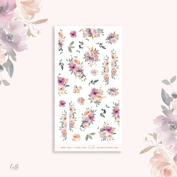 Happy Mail - floral deco, planner stickers