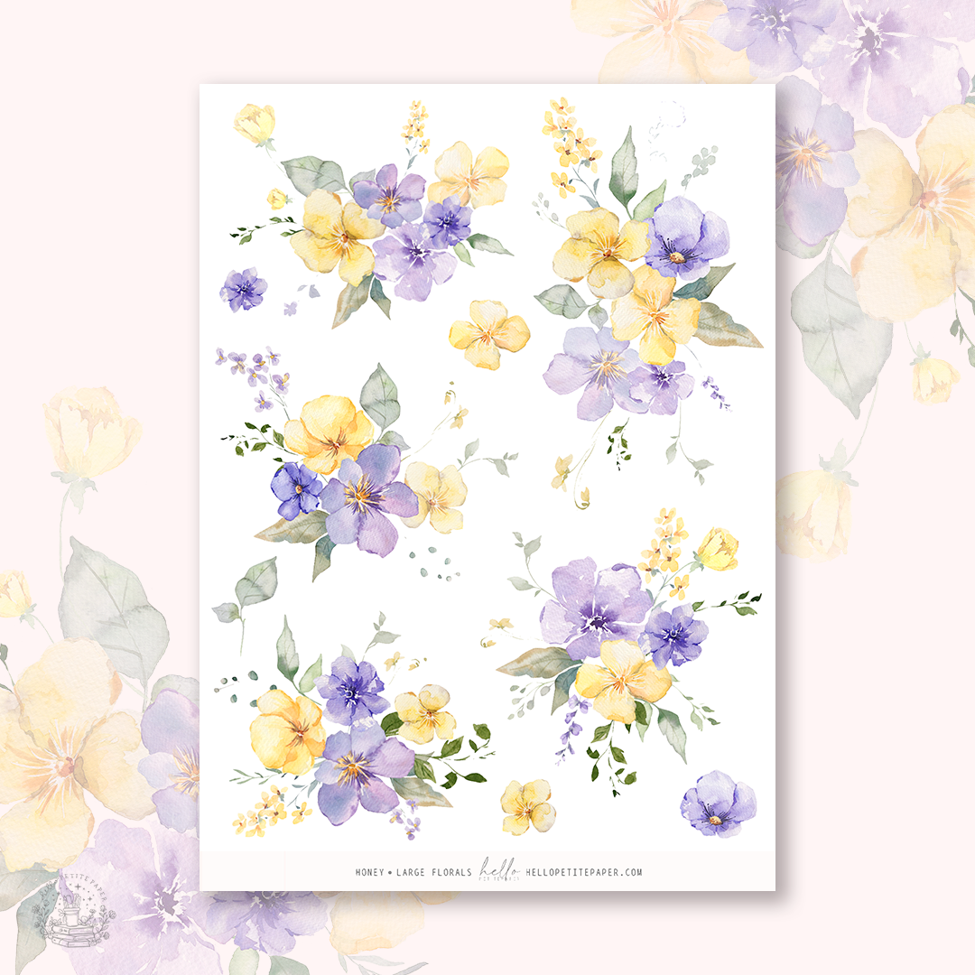 Honey - Large Floral Deco Stickers