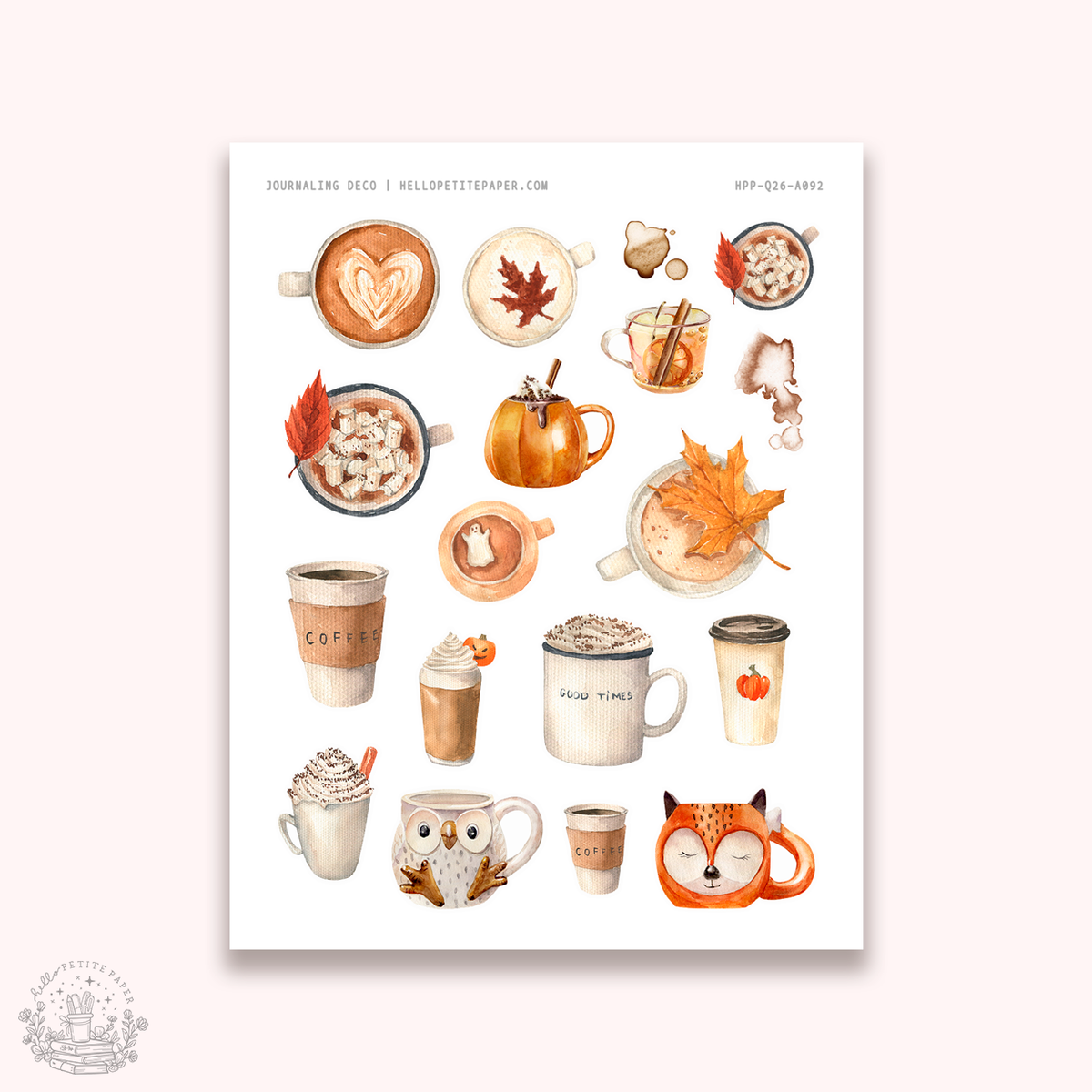Deco stickers (Fall Drinks) | planner stickers.